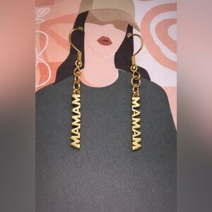 Mama Earrings Gold Dangle Drop Earrings Mom Jewelry Gift for Her